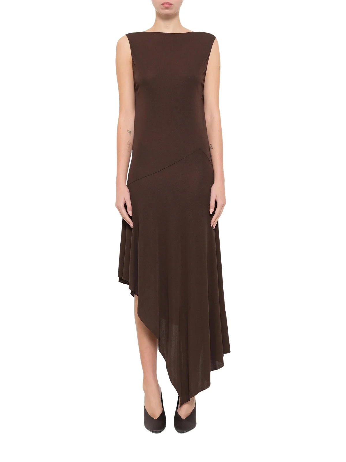 Alaïa Jersey Crepe Backless Dress in Marroon Fonce