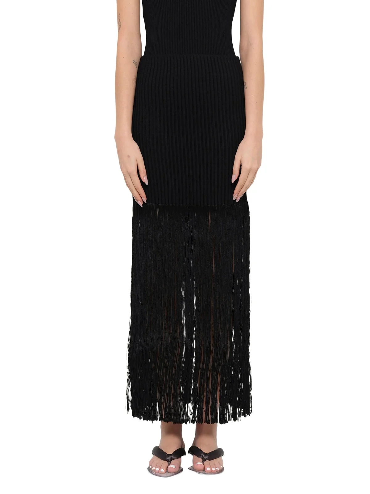 Alaïa Tube Fringed Knit Skirt