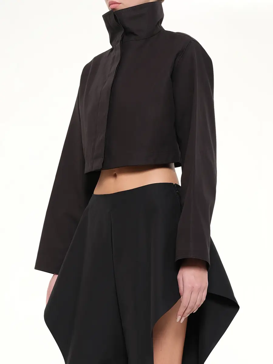 Alaïa Silk Cotton Cropped Jacket | Thumbnail 3 Alaïa Silk Cotton Cropped Jacket | Thumbnail 3