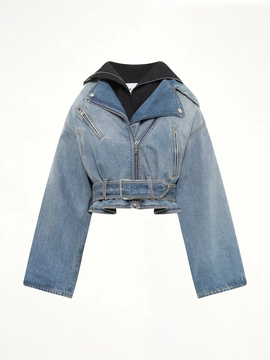 Alaïa Raw Denim Layered Jacket in Faded Blue | Thumbnail 2 Alaïa Raw Denim Layered Jacket in Faded Blue | Thumbnail 2