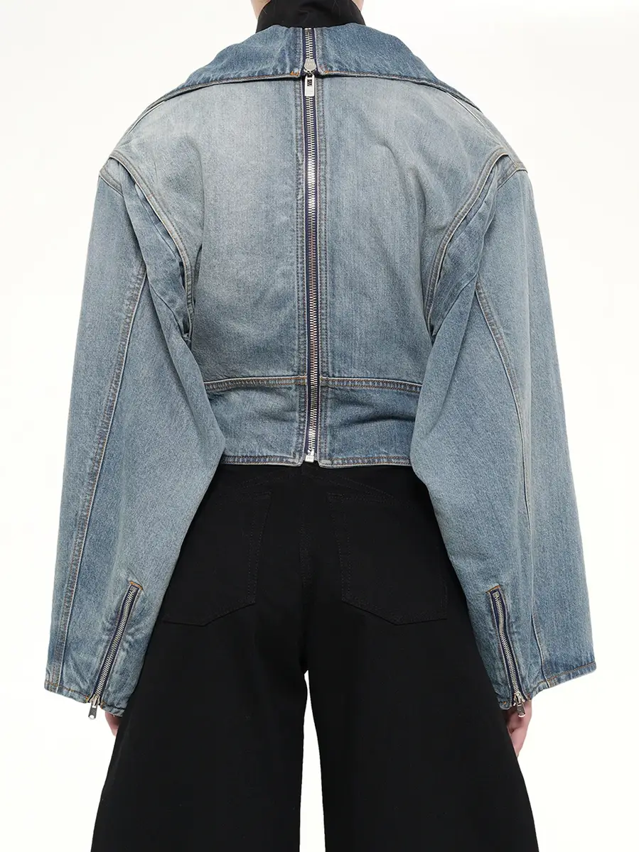 Alaïa Raw Denim Layered Jacket in Faded Blue | Thumbnail 5 Alaïa Raw Denim Layered Jacket in Faded Blue | Thumbnail 5