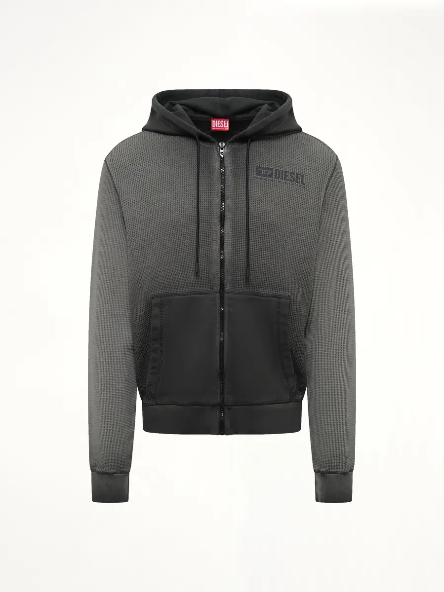 Diesel S-wafy-hood-zip Hoodie in Washed Black | Thumbnail 2 Diesel S-wafy-hood-zip Hoodie in Washed Black | Thumbnail 2