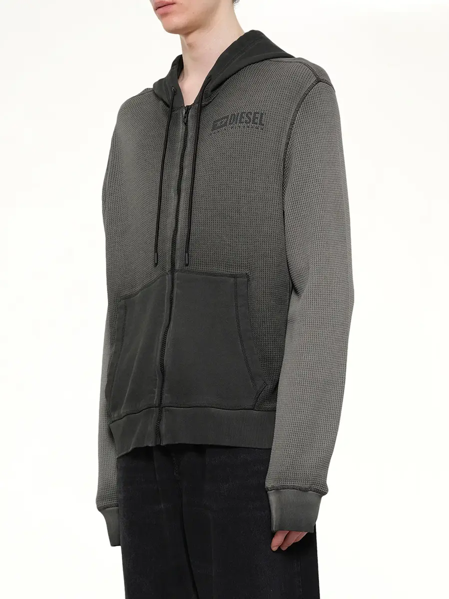 Diesel S-wafy-hood-zip Hoodie in Washed Black | Thumbnail 3 Diesel S-wafy-hood-zip Hoodie in Washed Black | Thumbnail 3