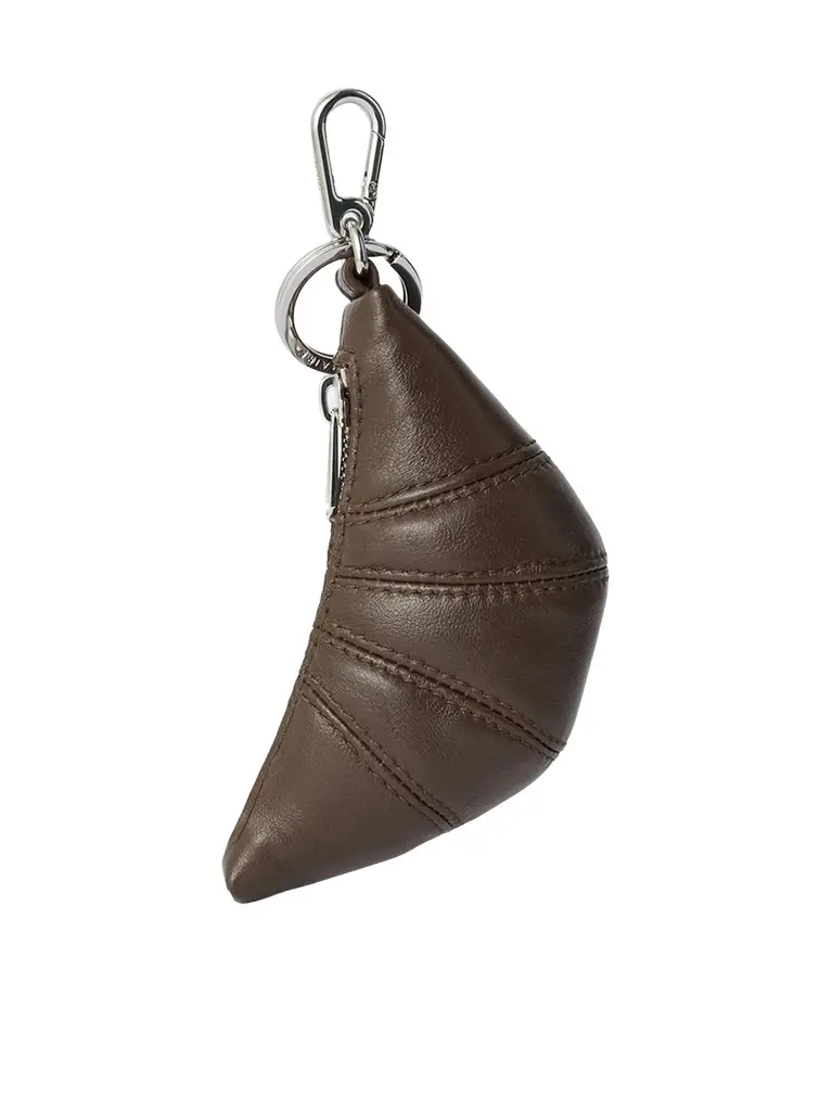 Lemaire Soft Nappa Mini Croissant Keyring in Otter