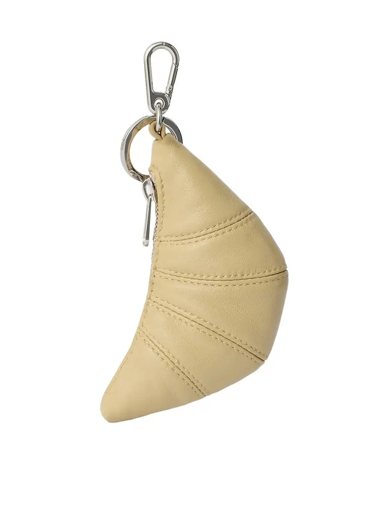 Lemaire Soft Nappa Mini Croissant Keyring in Sesame
