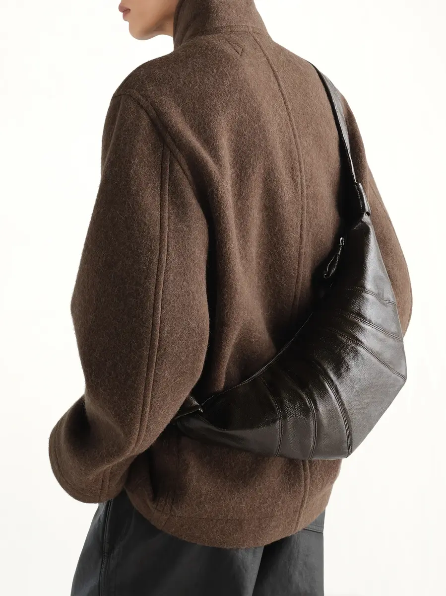 Lemaire Croissant Medium Coated Cotton Bag in Obsidian Green | Thumbnail 4 Lemaire Croissant Medium Coated Cotton Bag in Obsidian Green | Thumbnail 4