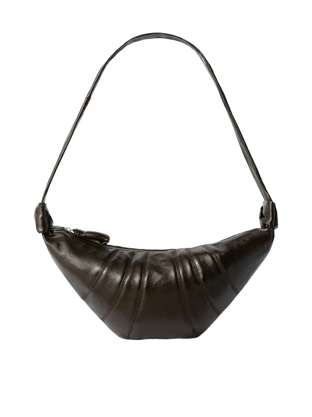 Lemaire Croissant Medium Coated Cotton Bag in Obsidian Green