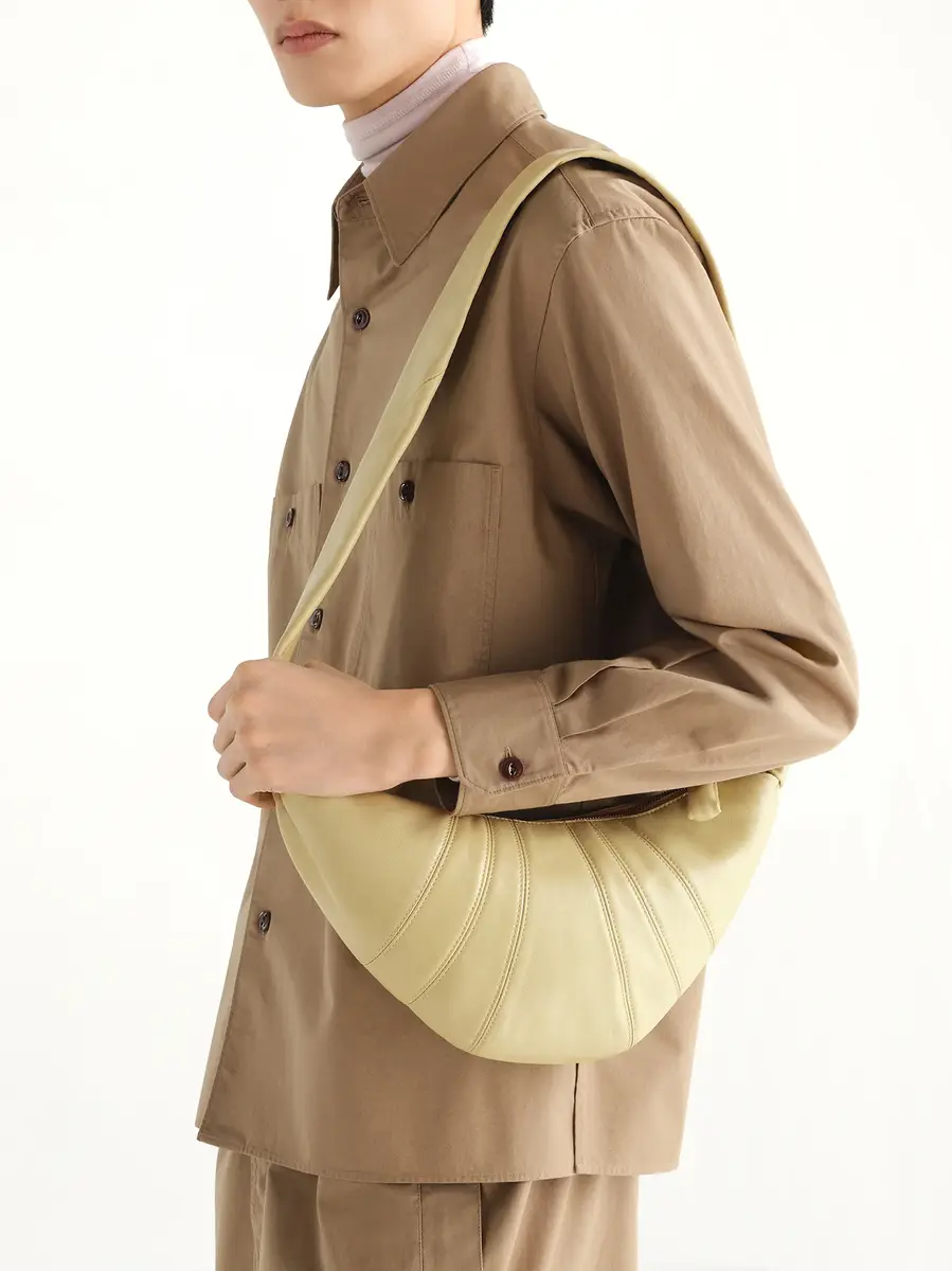 Lemaire Croissant Small Soft Nappa Leather Bag in Sesame | Thumbnail 5 Lemaire Croissant Small Soft Nappa Leather Bag in Sesame | Thumbnail 5