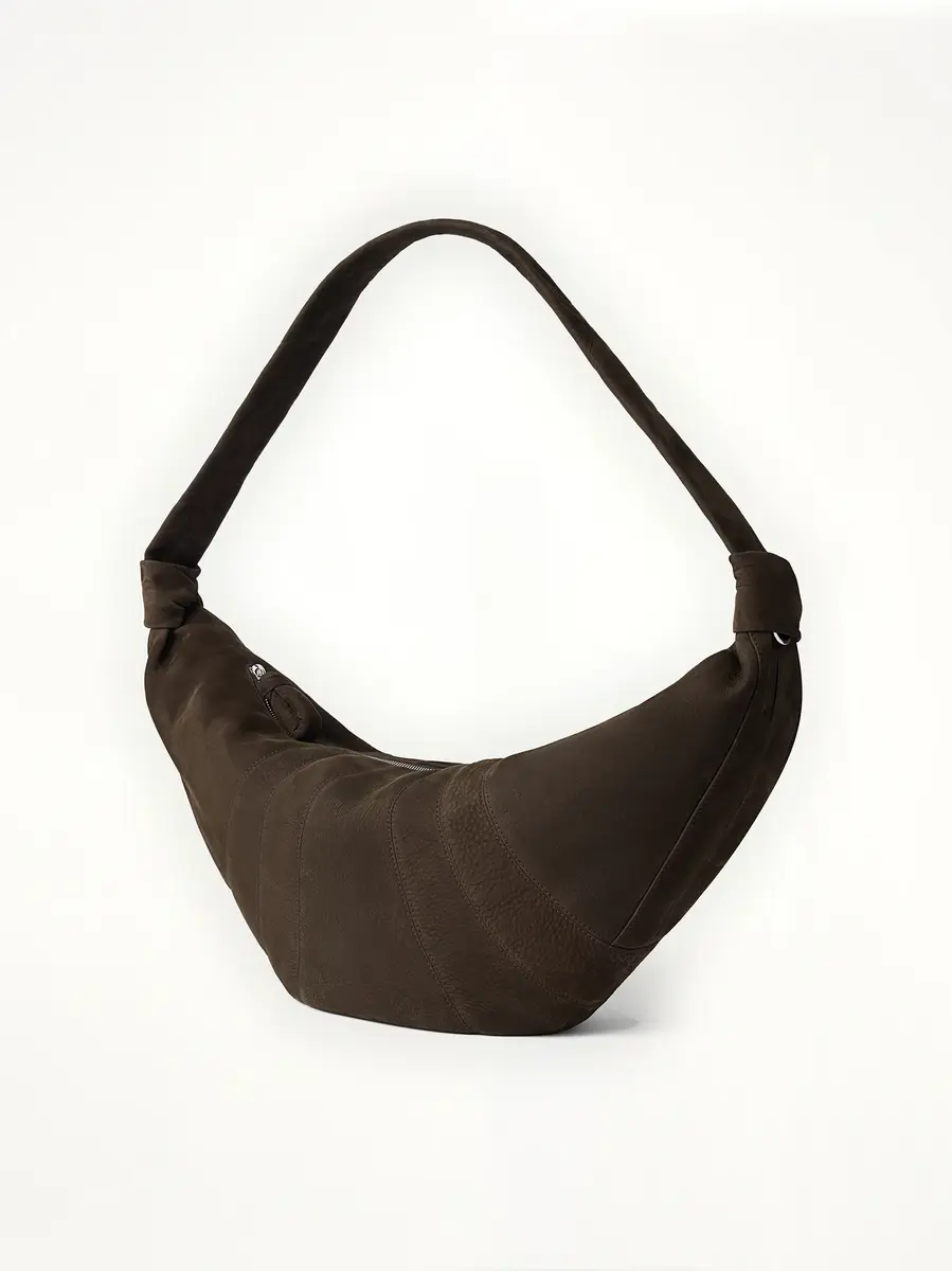Lemaire Croissant Large Alpaca Nubuck Bag in Ebony Brown | Thumbnail 2 Lemaire Croissant Large Alpaca Nubuck Bag in Ebony Brown | Thumbnail 2