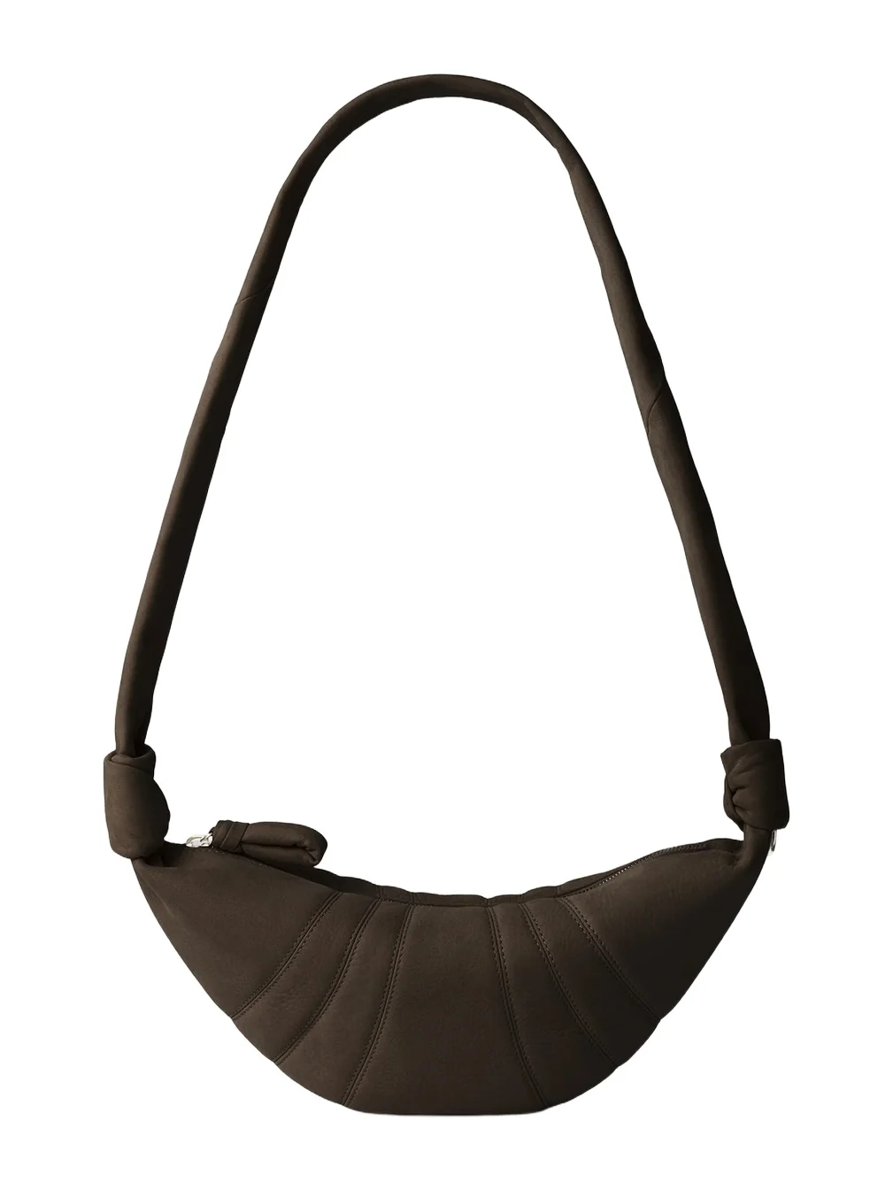 Lemaire Croissant Small Alpaca Nubuck Bag in Ebony Brown