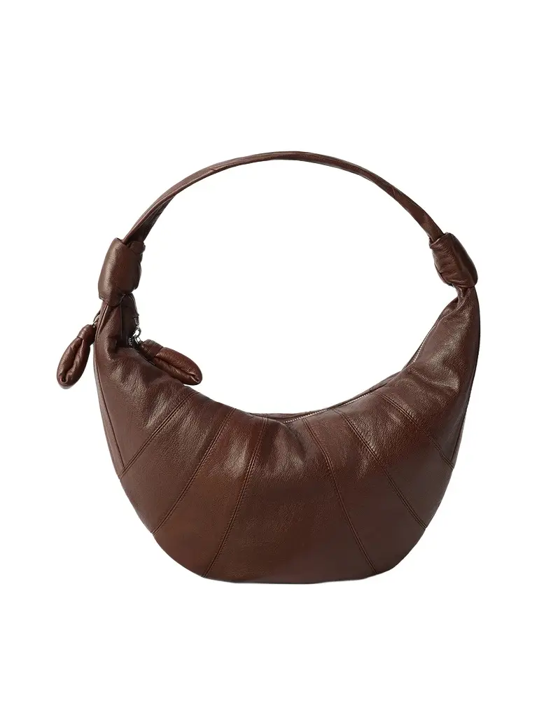 Lemaire Fortune Croissant Goatskin Bag in Roasted Pecan