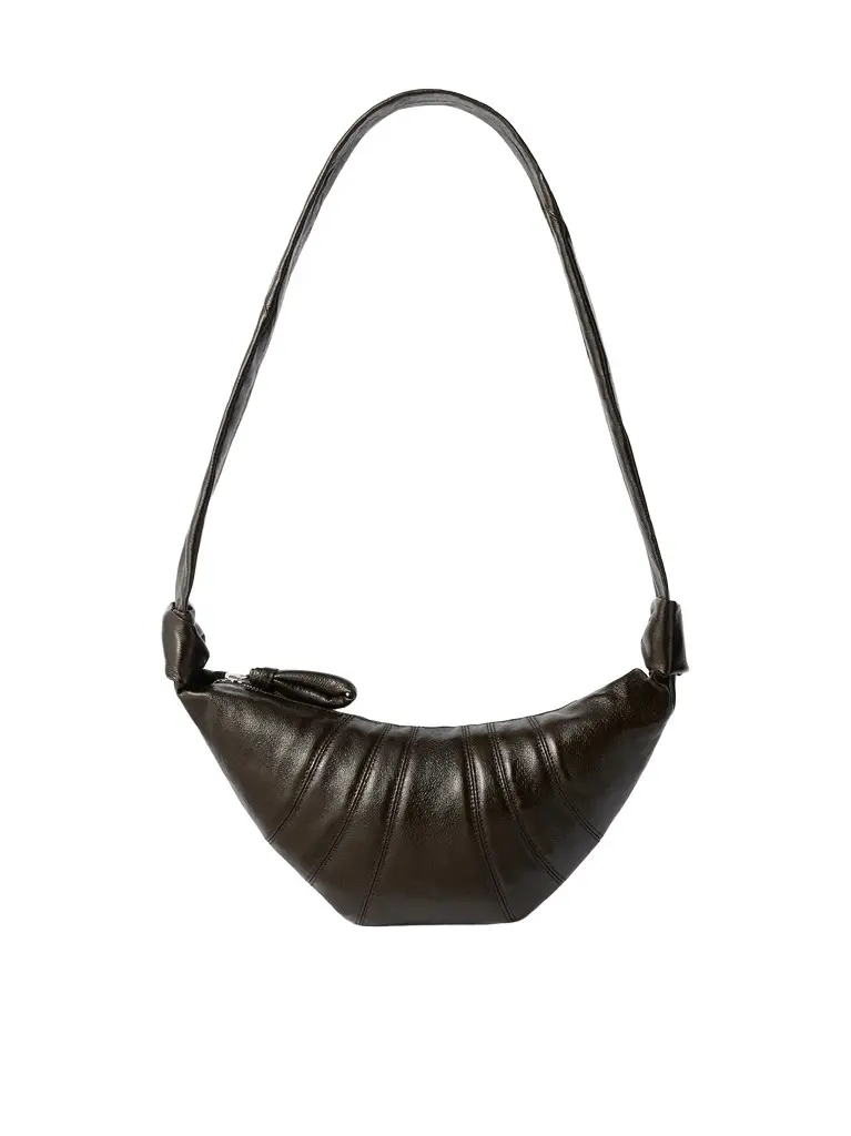 Lemaire Croissant Small Coated Cotton Bag in Obsidian Green