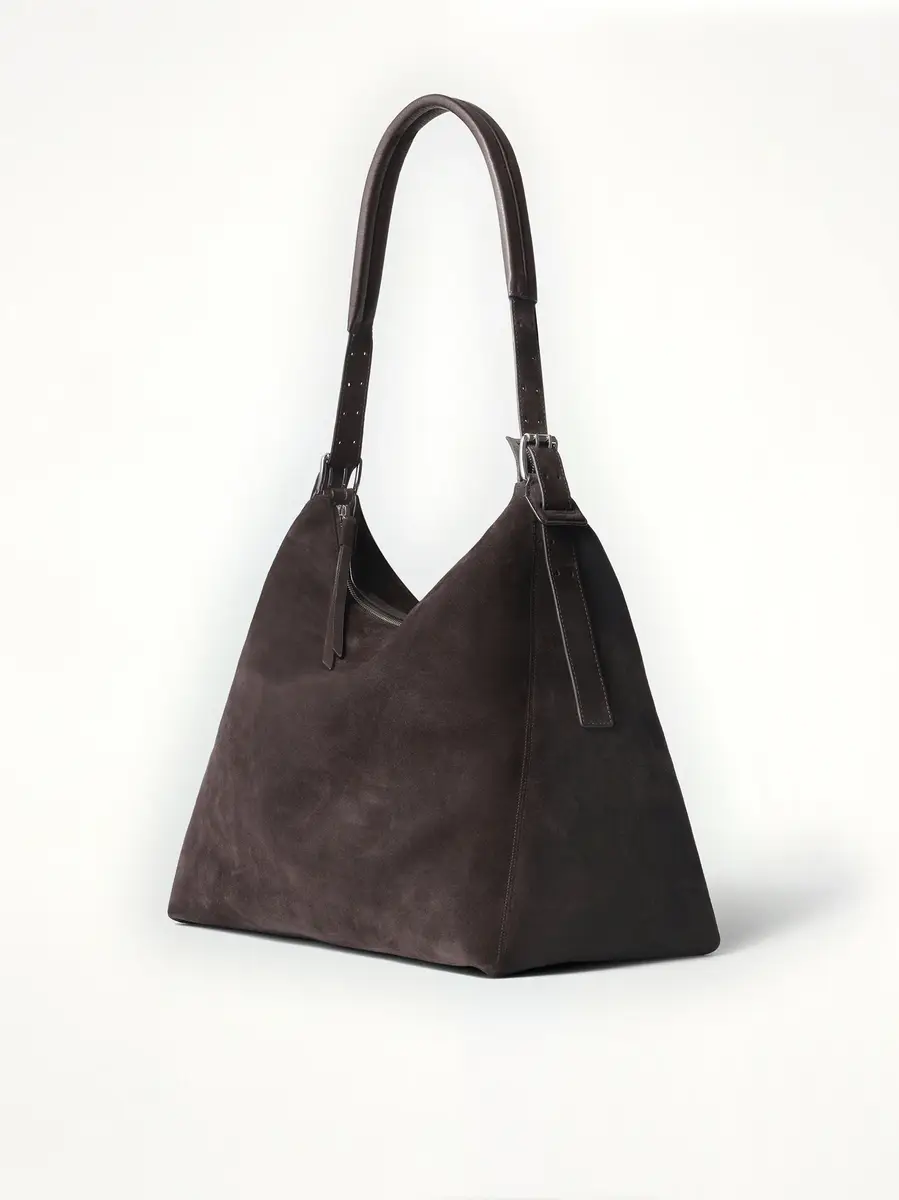 Lemaire Belted Hobo Suede Bag in Ebony Brown | Thumbnail 2 Lemaire Belted Hobo Suede Bag in Ebony Brown | Thumbnail 2