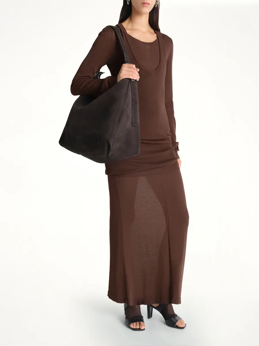 Lemaire Belted Hobo Suede Bag in Ebony Brown | Thumbnail 4 Lemaire Belted Hobo Suede Bag in Ebony Brown | Thumbnail 4