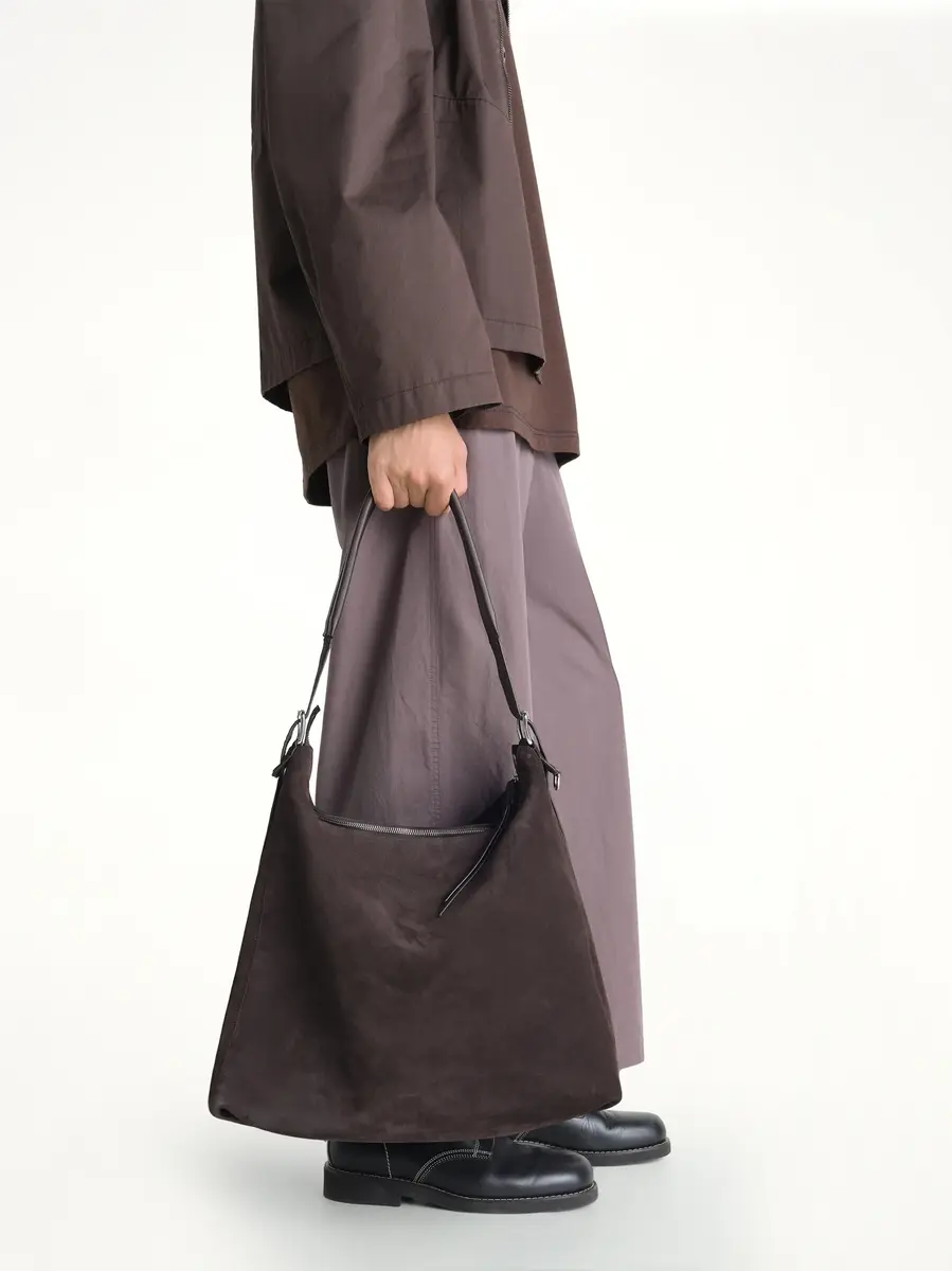 Lemaire Belted Hobo Suede Bag in Ebony Brown | Thumbnail 5 Lemaire Belted Hobo Suede Bag in Ebony Brown | Thumbnail 5