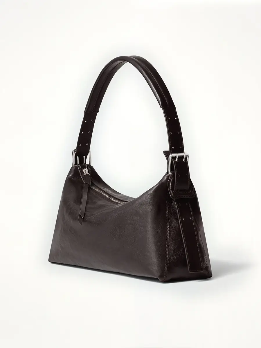 Lemaire Belted Baguette Calfskin Bag in Dark Chocolate | Thumbnail 2 Lemaire Belted Baguette Calfskin Bag in Dark Chocolate | Thumbnail 2