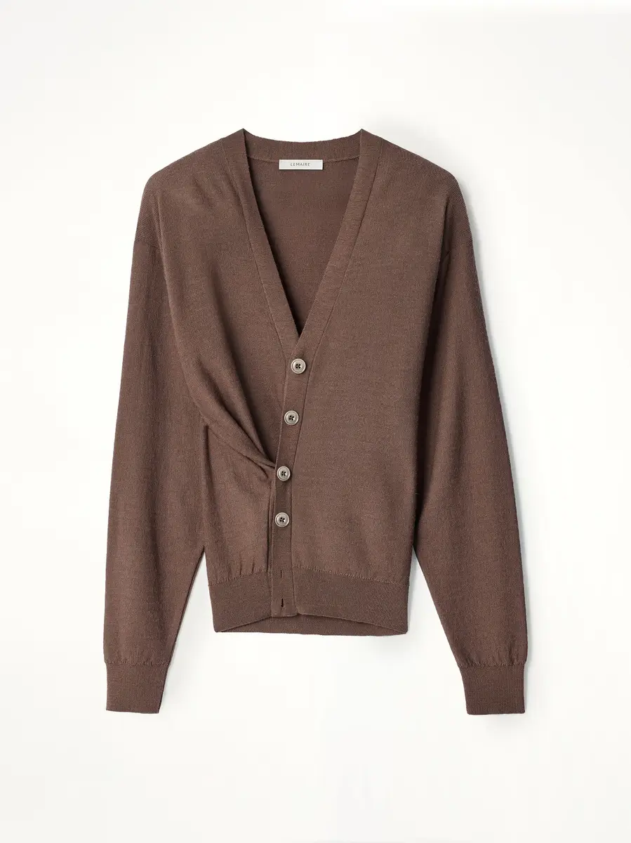 Lemaire Relaxed Twisted Cardigan in Shitake | Thumbnail 2 Lemaire Relaxed Twisted Cardigan in Shitake | Thumbnail 2