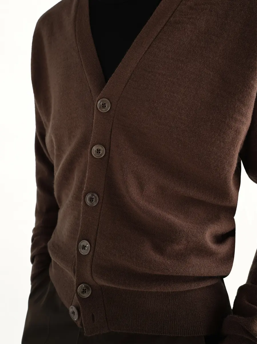 Lemaire Relaxed Twisted Cardigan in Shitake | Thumbnail 6 Lemaire Relaxed Twisted Cardigan in Shitake | Thumbnail 6