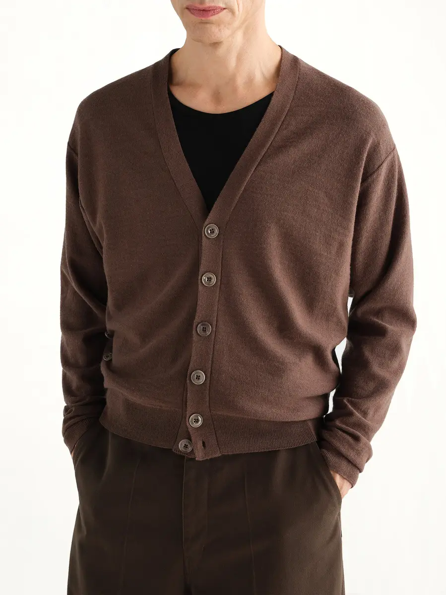 Lemaire Relaxed Twisted Cardigan in Shitake | Thumbnail 7 Lemaire Relaxed Twisted Cardigan in Shitake | Thumbnail 7