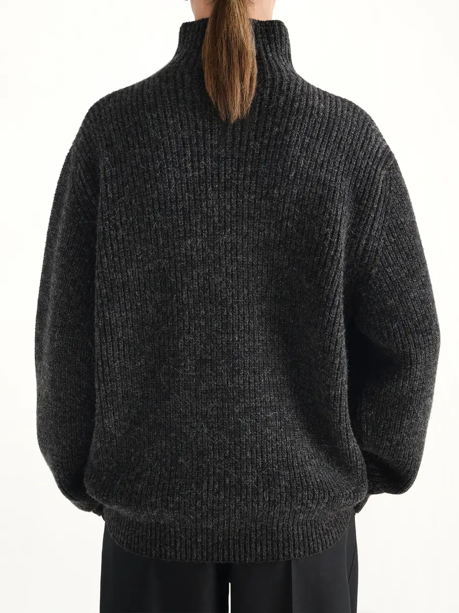 Lemaire High Neck Sweater in Black/mink Brown | Thumbnail 6 Lemaire High Neck Sweater in Black/mink Brown | Thumbnail 6