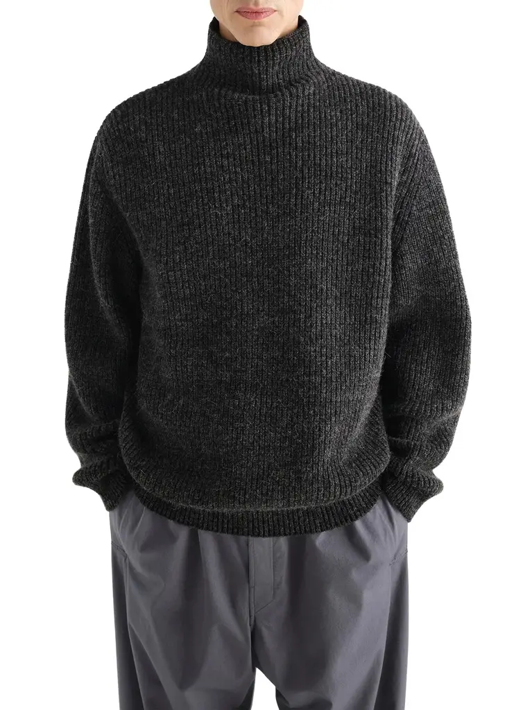 Lemaire High Neck Sweater in Black/mink Brown