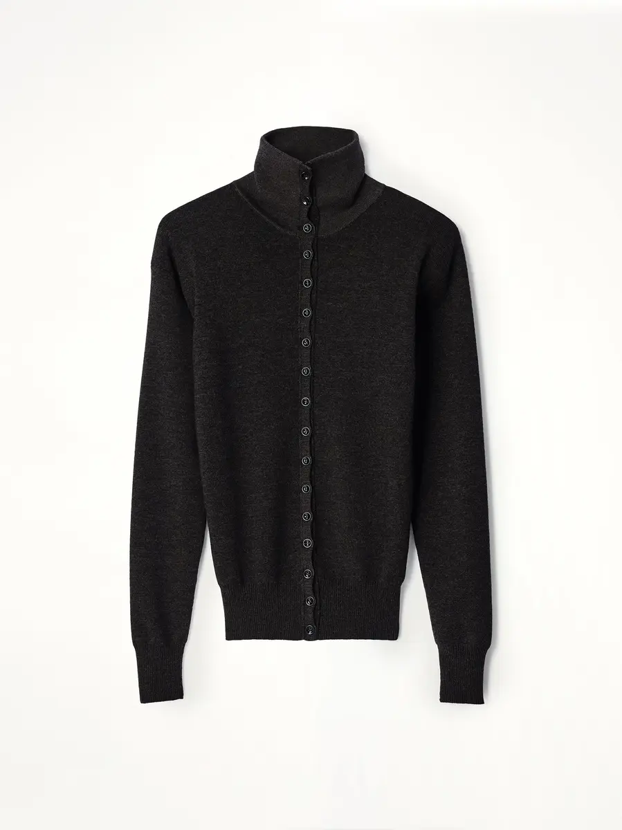 Lemaire Buttoned Top in Black Melange | Thumbnail 2 Lemaire Buttoned Top in Black Melange | Thumbnail 2