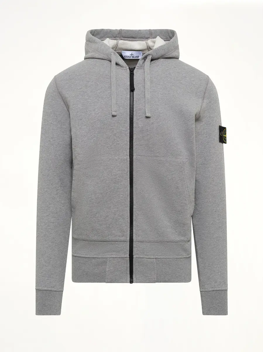 Stone Island 6100061 Organic Cotton Hoodie in Melange Grey | Thumbnail 2 Stone Island 6100061 Organic Cotton Hoodie in Melange Grey | Thumbnail 2