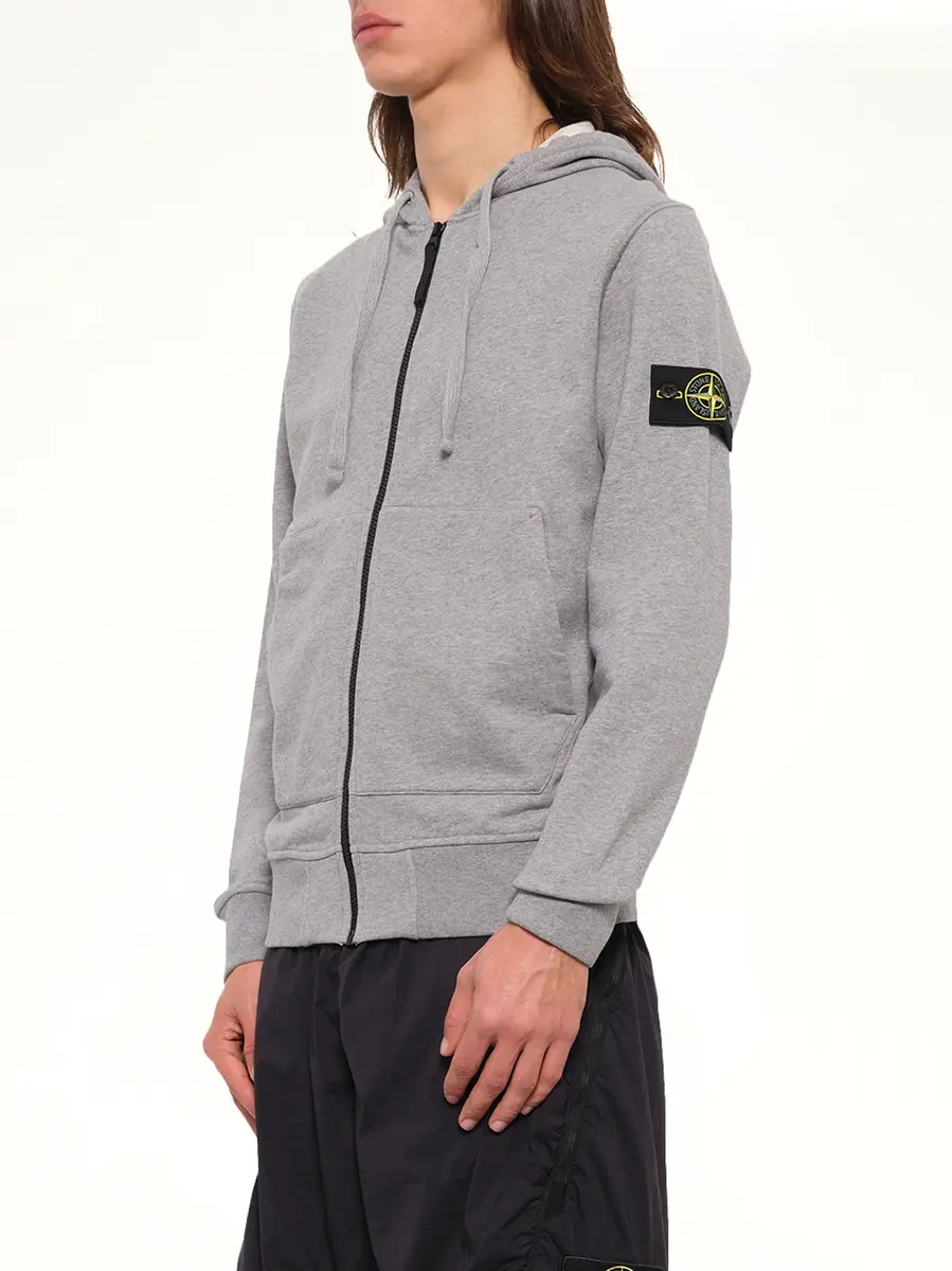 Stone Island 6100061 Organic Cotton Hoodie in Melange Grey | Thumbnail 3 Stone Island 6100061 Organic Cotton Hoodie in Melange Grey | Thumbnail 3