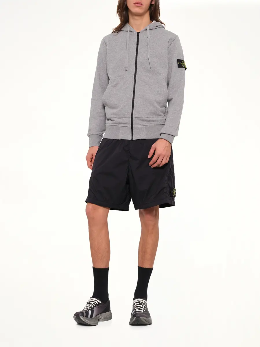 Stone Island 6100061 Organic Cotton Hoodie in Melange Grey | Thumbnail 4 Stone Island 6100061 Organic Cotton Hoodie in Melange Grey | Thumbnail 4