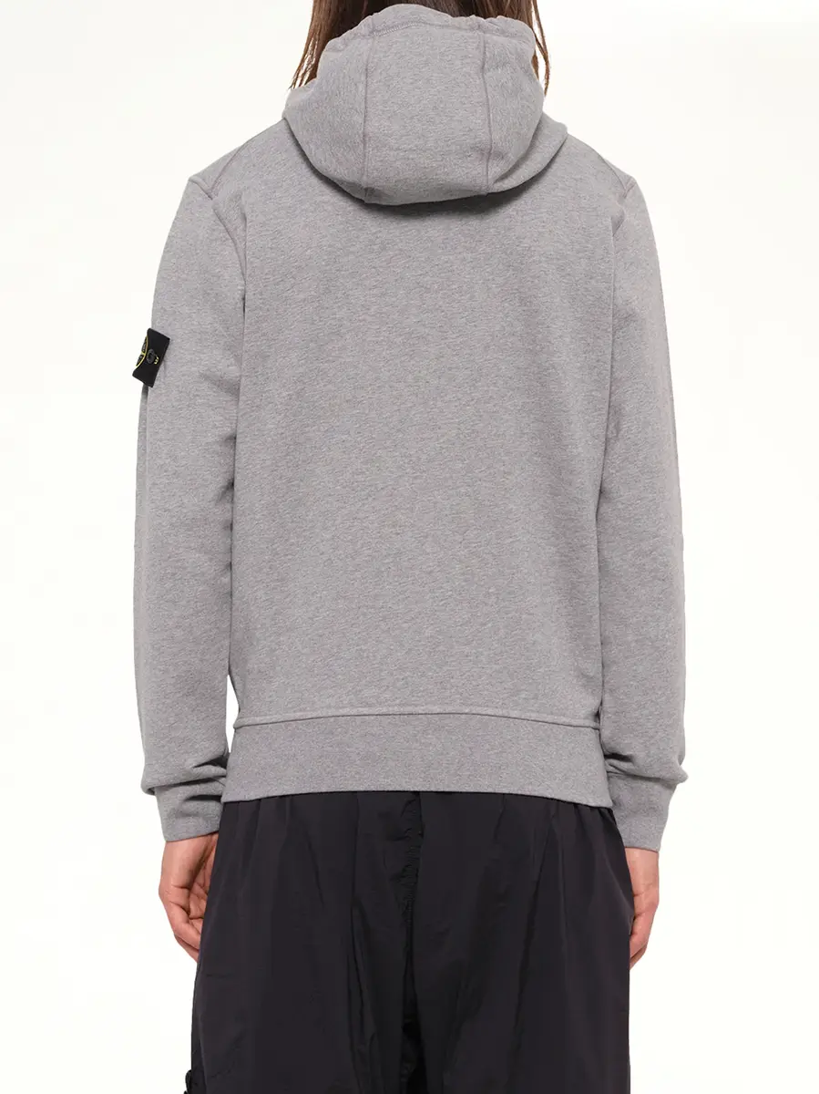 Stone Island 6100061 Organic Cotton Hoodie in Melange Grey | Thumbnail 5 Stone Island 6100061 Organic Cotton Hoodie in Melange Grey | Thumbnail 5