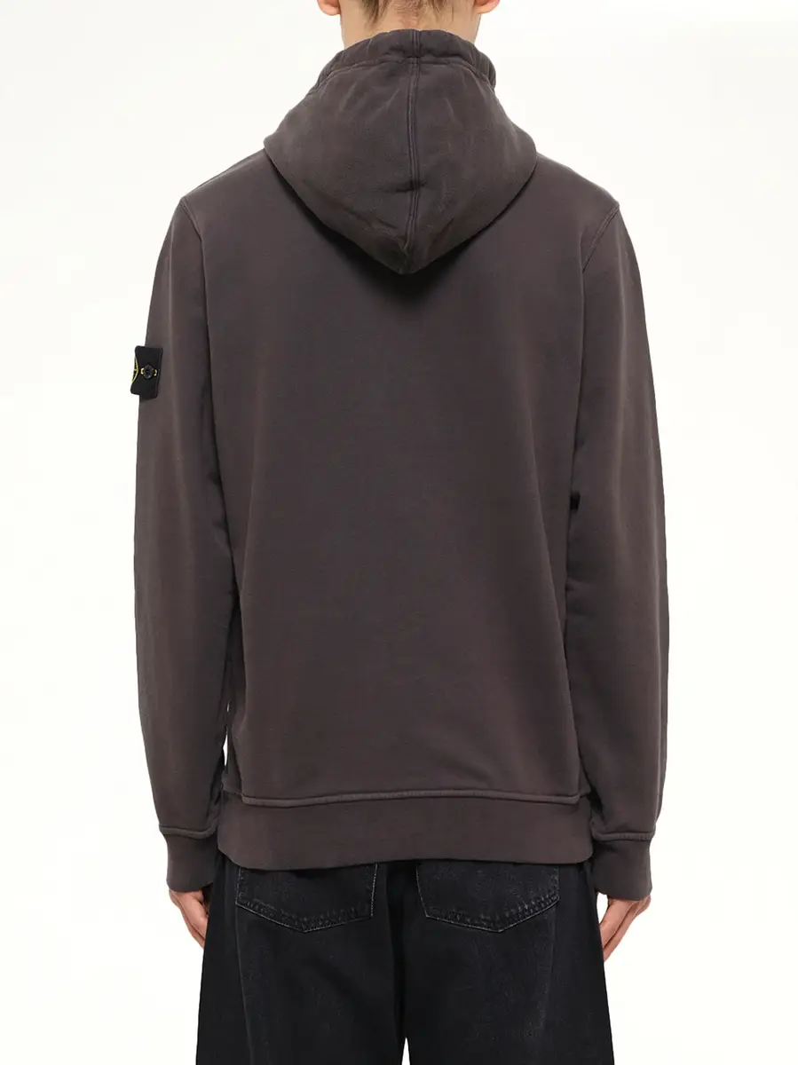 Stone Island 6100048 Brushed Cotton Hoodie in Lead Grey | Thumbnail 5 Stone Island 6100048 Brushed Cotton Hoodie in Lead Grey | Thumbnail 5
