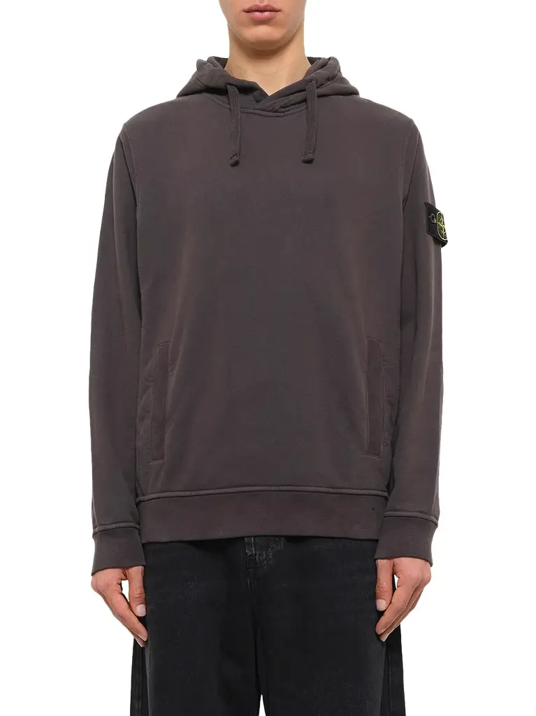 Stone Island 6100048 Brushed Cotton Hoodie in Lead Grey