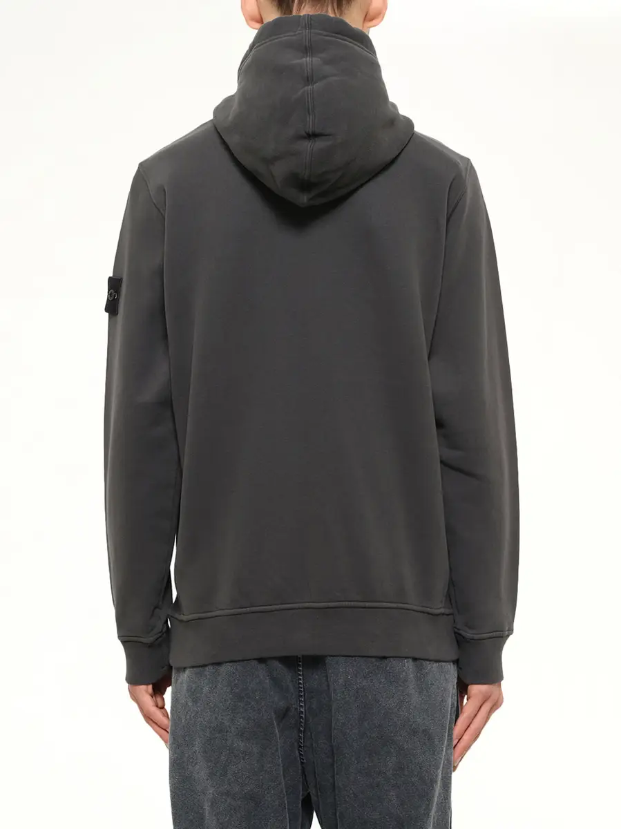 Stone Island 6100067 Brushed Cotton Zip-up Hoodie in Lead Grey | Thumbnail 5 Stone Island 6100067 Brushed Cotton Zip-up Hoodie in Lead Grey | Thumbnail 5