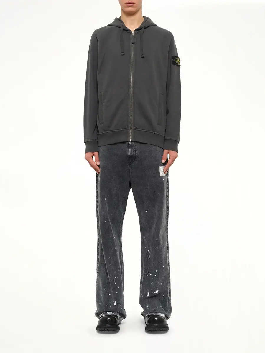 Stone Island 6100067 Brushed Cotton Zip-up Hoodie in Lead Grey | Thumbnail 7 Stone Island 6100067 Brushed Cotton Zip-up Hoodie in Lead Grey | Thumbnail 7