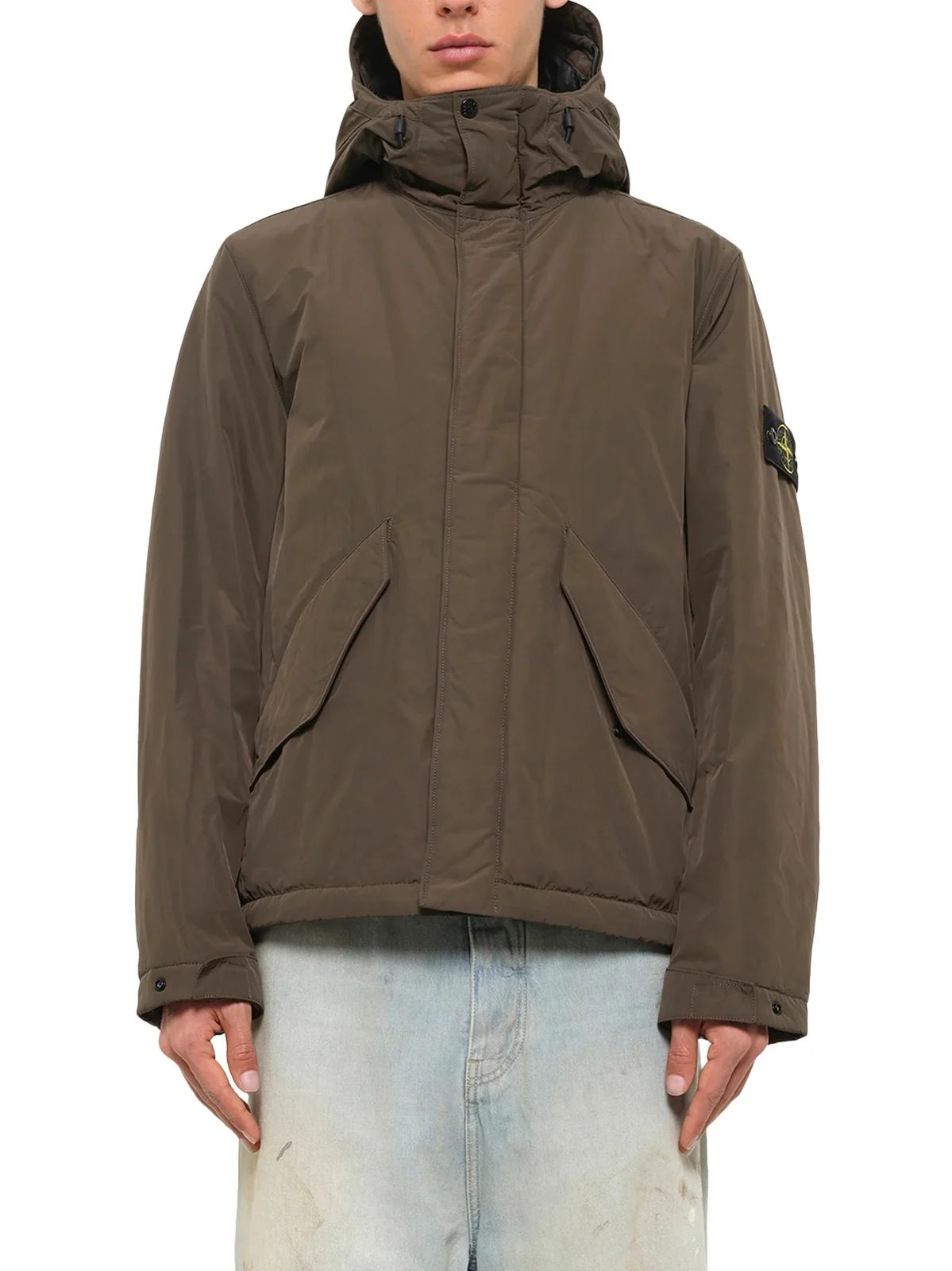 Stone Island 4100010 Nylon Short Parka in Coal Grey