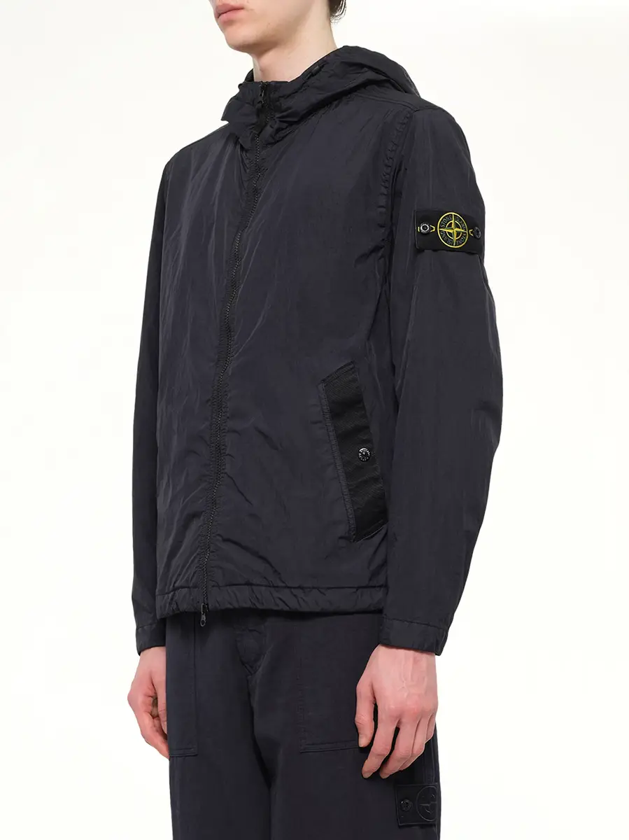 Stone Island 4100001 Crinkle Reps Hooded Jacket in Navy Blue | Thumbnail 3 Stone Island 4100001 Crinkle Reps Hooded Jacket in Navy Blue | Thumbnail 3