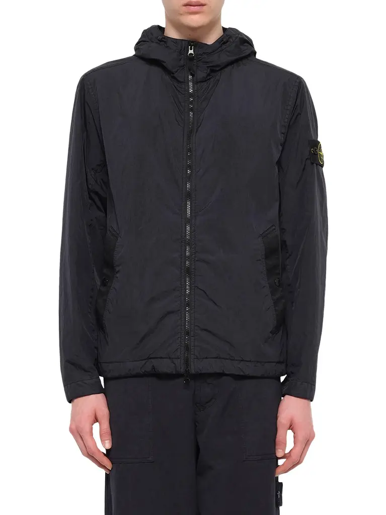4100001 Crinkle Reps Hooded Jacket in Navy Blue