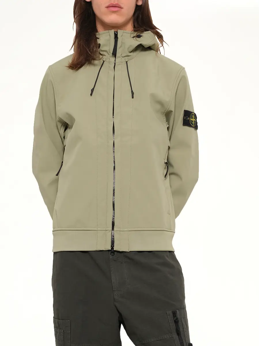 Stone Island Q100004 Soft Shell Hooded Jacket in Laurel Green | Thumbnail 6