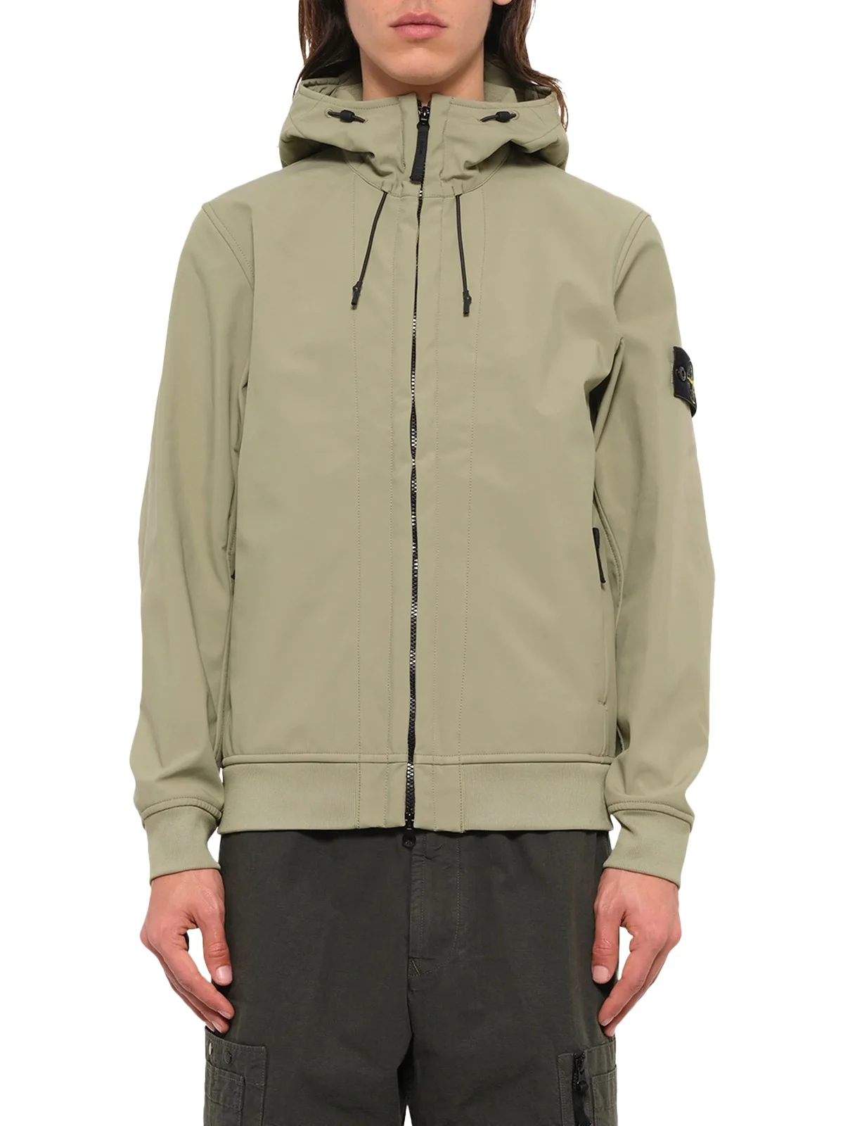 Stone Island Q100004 Soft Shell Hooded Jacket in Laurel Green