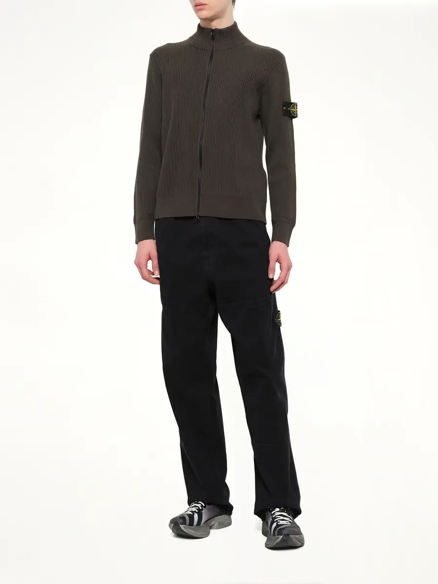 Stone Island 5100017 Full Rib Rws Wool Cardigan in Coal Grey | Thumbnail 4 Stone Island 5100017 Full Rib Rws Wool Cardigan in Coal Grey | Thumbnail 4