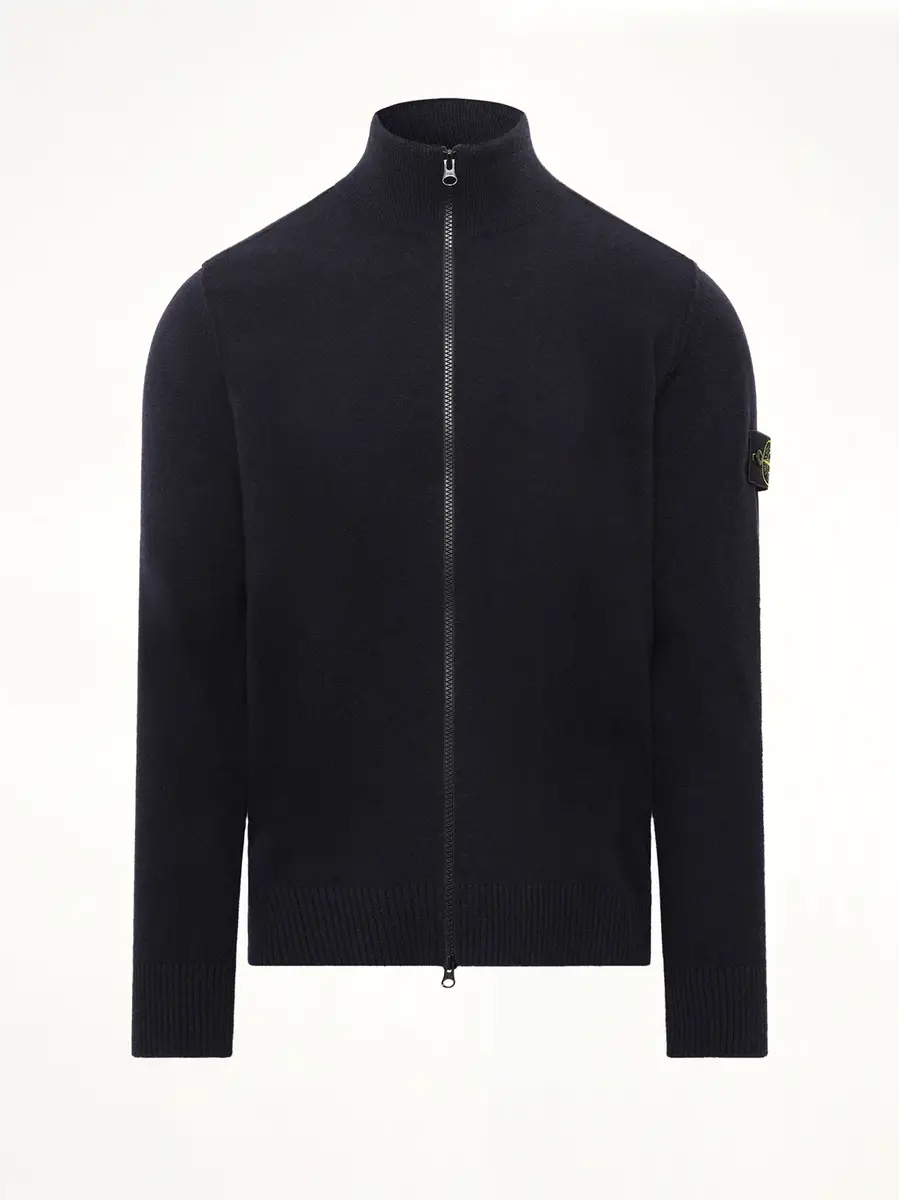 Stone Island 5100023 Light Rws Geelong Wool Zip-up Cardigan in Navy Blue | Thumbnail 2 Stone Island 5100023 Light Rws Geelong Wool Zip-up Cardigan in Navy Blue | Thumbnail 2