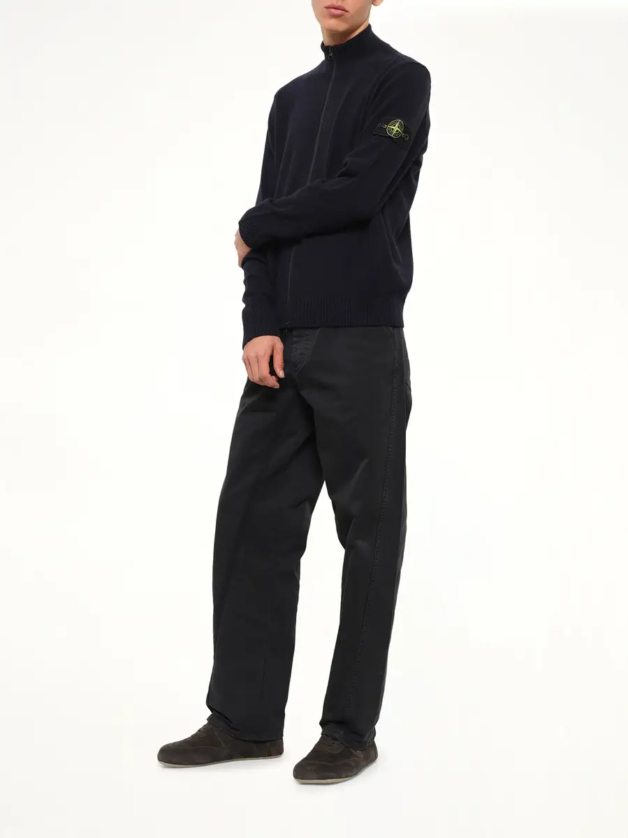 Stone Island 5100023 Light Rws Geelong Wool Zip-up Cardigan in Navy Blue | Thumbnail 4 Stone Island 5100023 Light Rws Geelong Wool Zip-up Cardigan in Navy Blue | Thumbnail 4