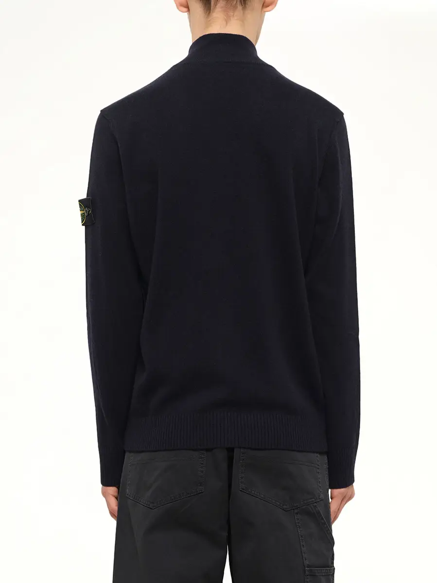 Stone Island 5100023 Light Rws Geelong Wool Zip-up Cardigan in Navy Blue | Thumbnail 5 Stone Island 5100023 Light Rws Geelong Wool Zip-up Cardigan in Navy Blue | Thumbnail 5