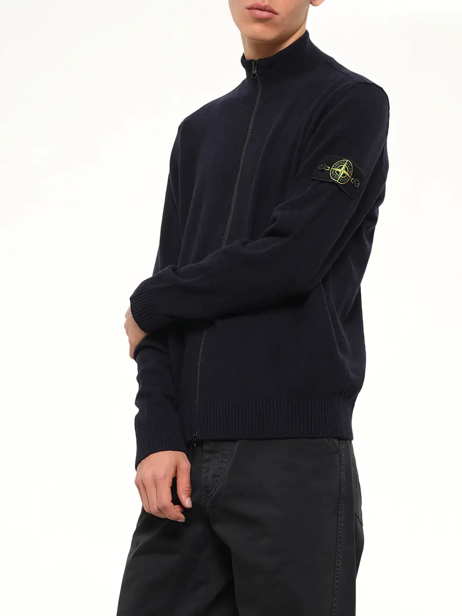 Stone Island 5100023 Light Rws Geelong Wool Zip-up Cardigan in Navy Blue | Thumbnail 6 Stone Island 5100023 Light Rws Geelong Wool Zip-up Cardigan in Navy Blue | Thumbnail 6