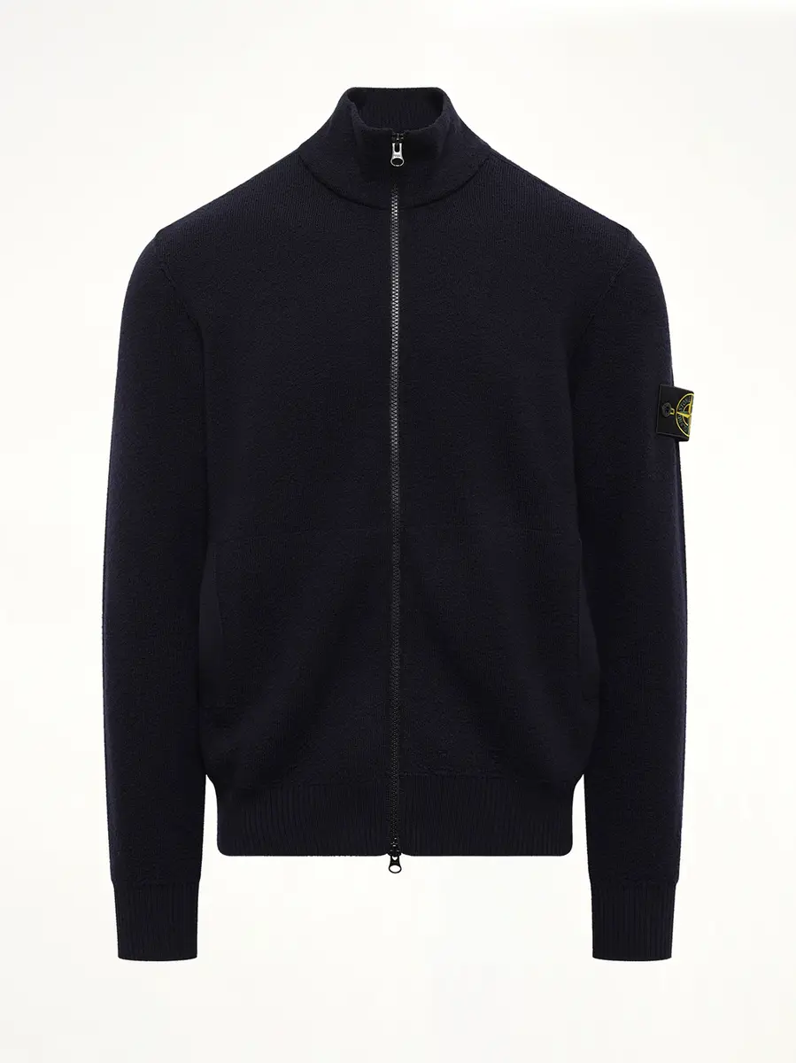 Stone Island 5100012 Light Rws Wool Zip-up Cardigan in Navy Blue | Thumbnail 2 Stone Island 5100012 Light Rws Wool Zip-up Cardigan in Navy Blue | Thumbnail 2