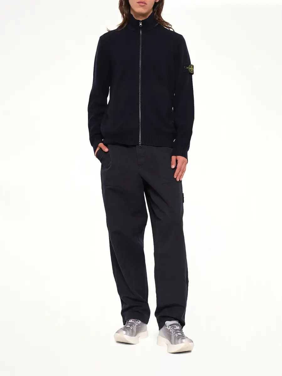 Stone Island 5100012 Light Rws Wool Zip-up Cardigan in Navy Blue | Thumbnail 4 Stone Island 5100012 Light Rws Wool Zip-up Cardigan in Navy Blue | Thumbnail 4