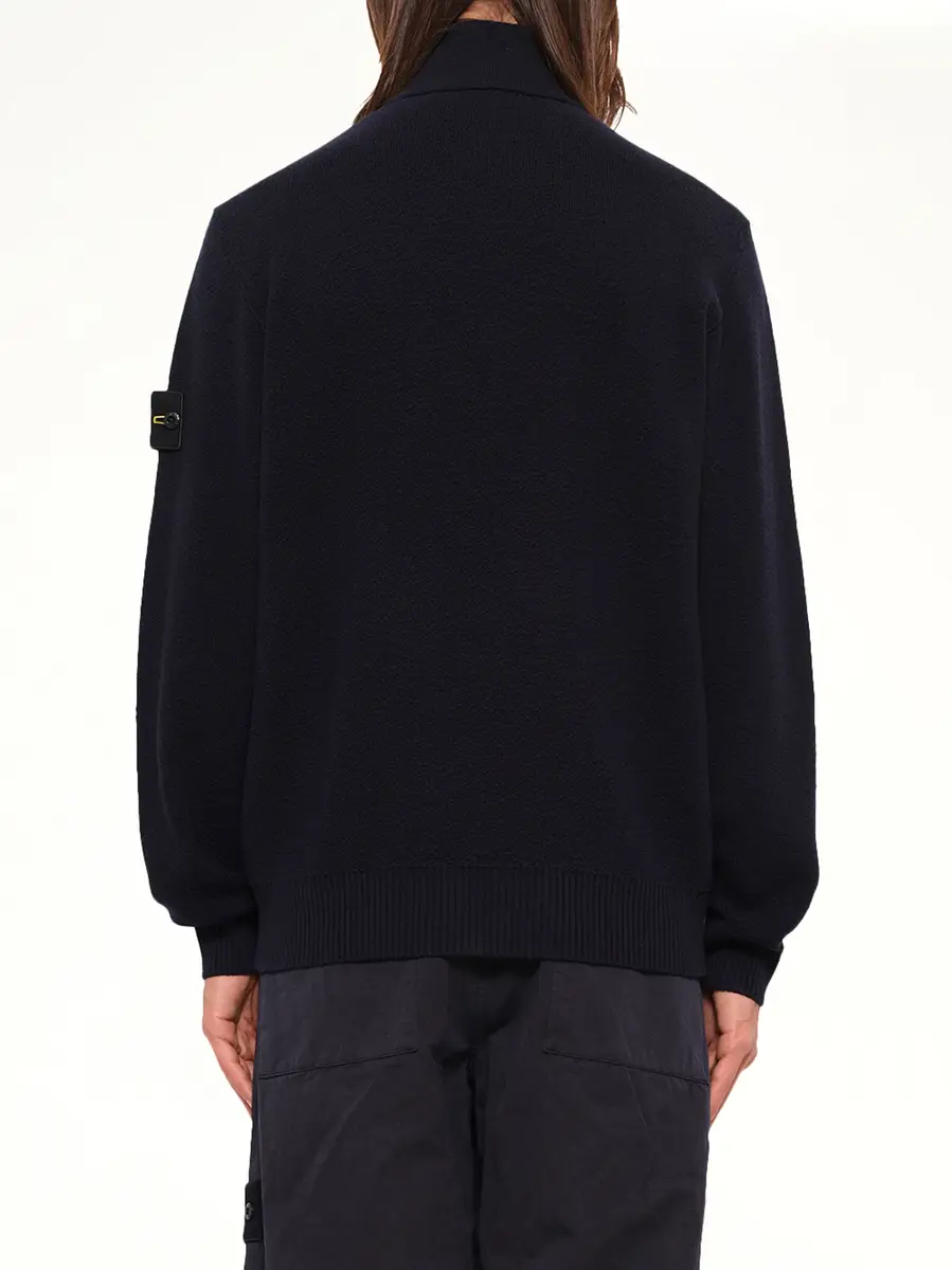 Stone Island 5100012 Light Rws Wool Zip-up Cardigan in Navy Blue | Thumbnail 5 Stone Island 5100012 Light Rws Wool Zip-up Cardigan in Navy Blue | Thumbnail 5