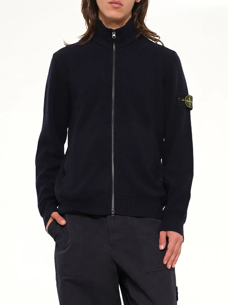 Stone Island 5100012 Light Rws Wool Zip-up Cardigan in Navy Blue | Thumbnail 6 Stone Island 5100012 Light Rws Wool Zip-up Cardigan in Navy Blue | Thumbnail 6