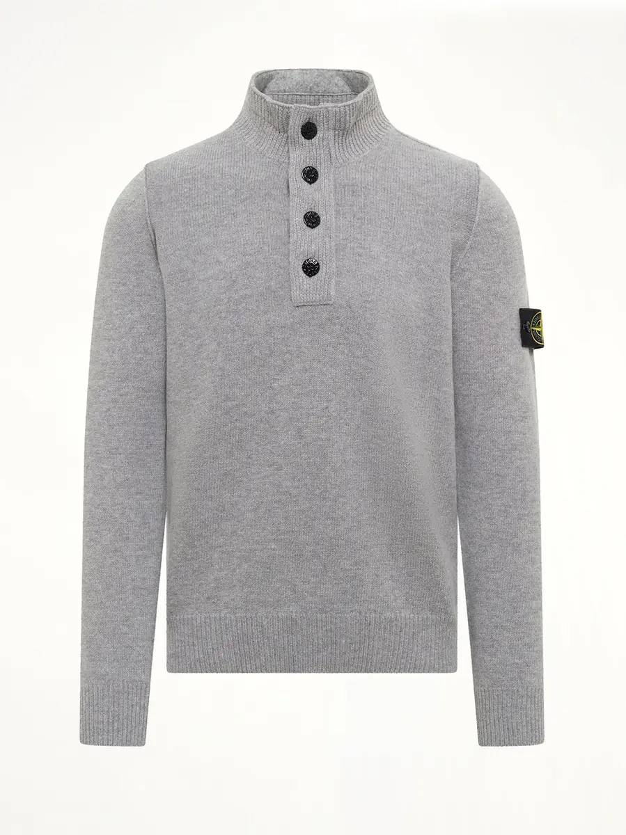 Stone Island 5100040 Lambswool Half-zip Sweater in Grey Melange | Thumbnail 2 Stone Island 5100040 Lambswool Half-zip Sweater in Grey Melange | Thumbnail 2