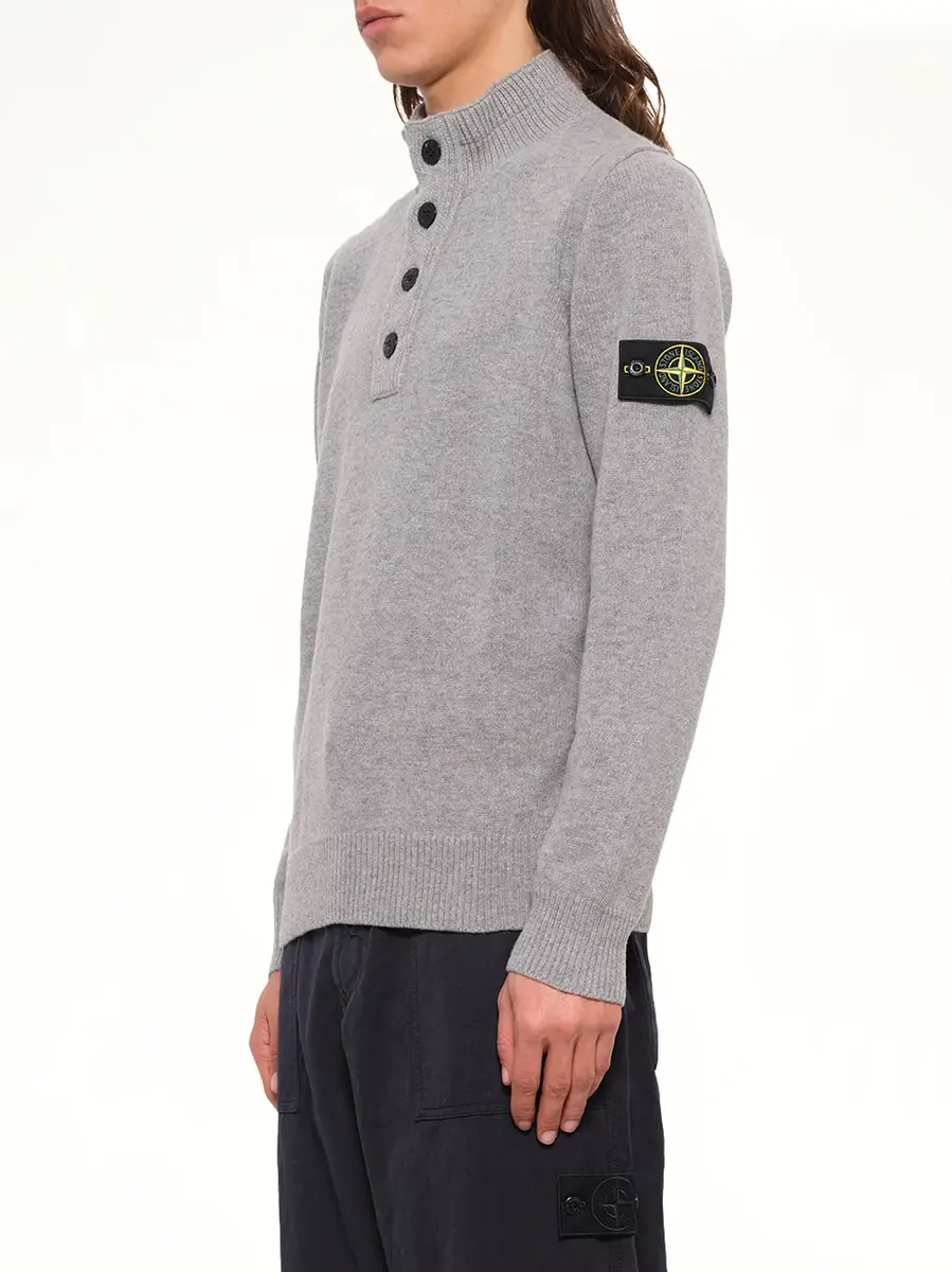 Stone Island 5100040 Lambswool Half-zip Sweater in Grey Melange | Thumbnail 3 Stone Island 5100040 Lambswool Half-zip Sweater in Grey Melange | Thumbnail 3